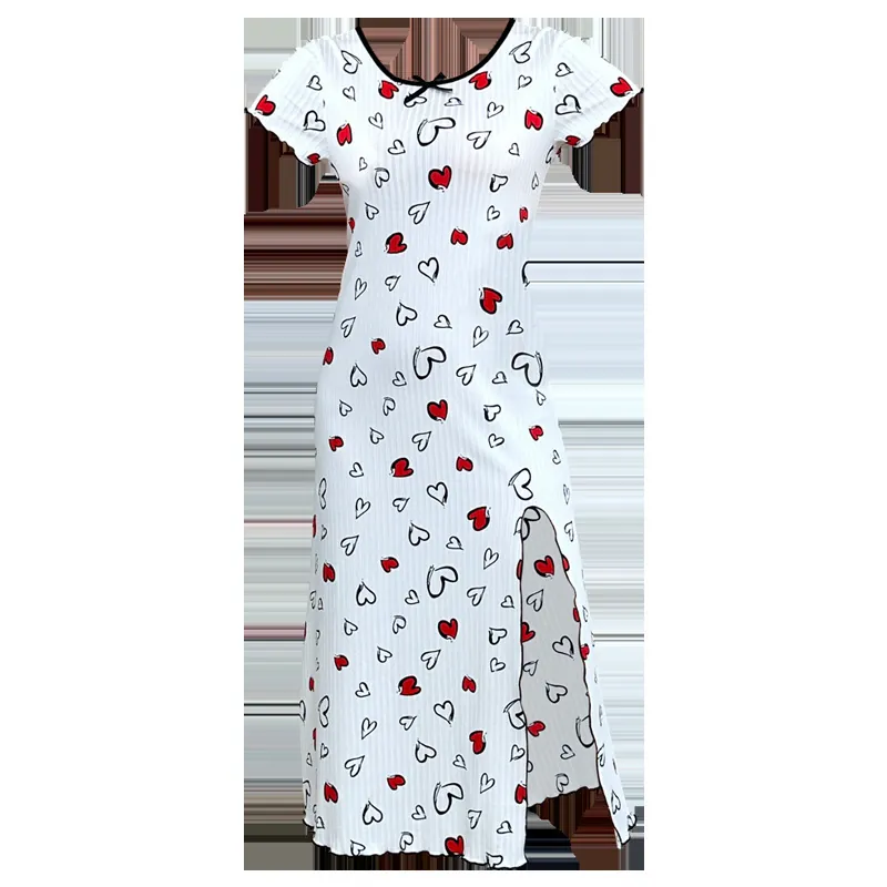 Heart Print Short Sleeve Nightdress