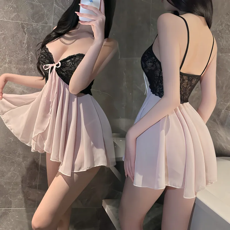 Sheer Strappy Nightdress Set