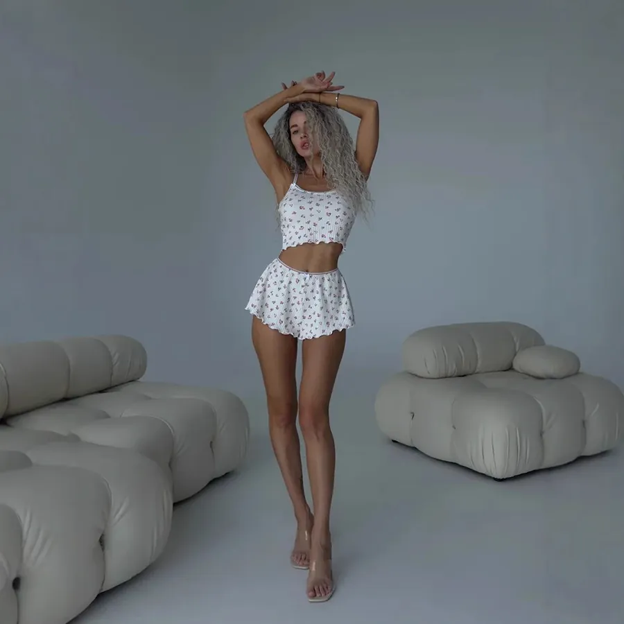Printed Cami and Shorts Pajama Set