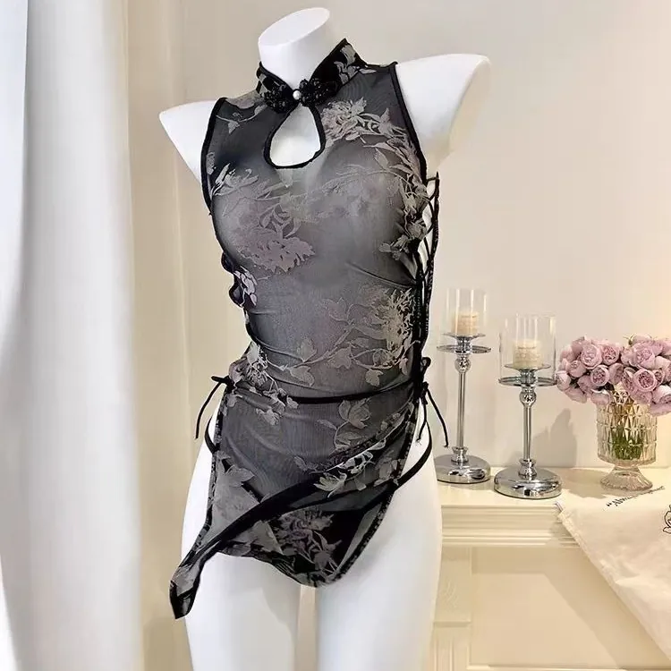 Ink Wash Tie-Back Qipao Dress