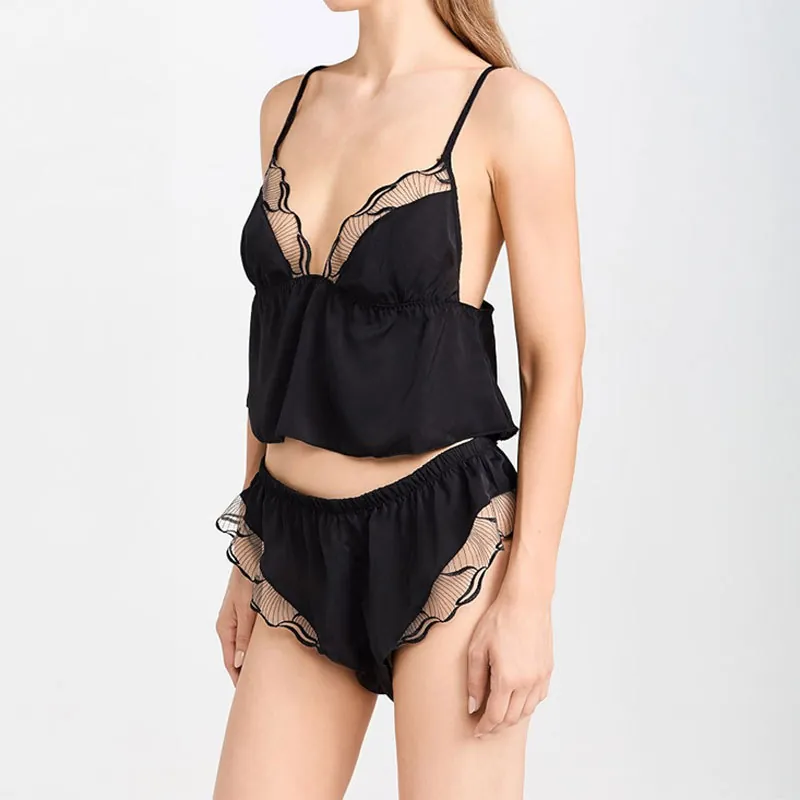 Satin V-Neck Cami and Shorts Pajama Set