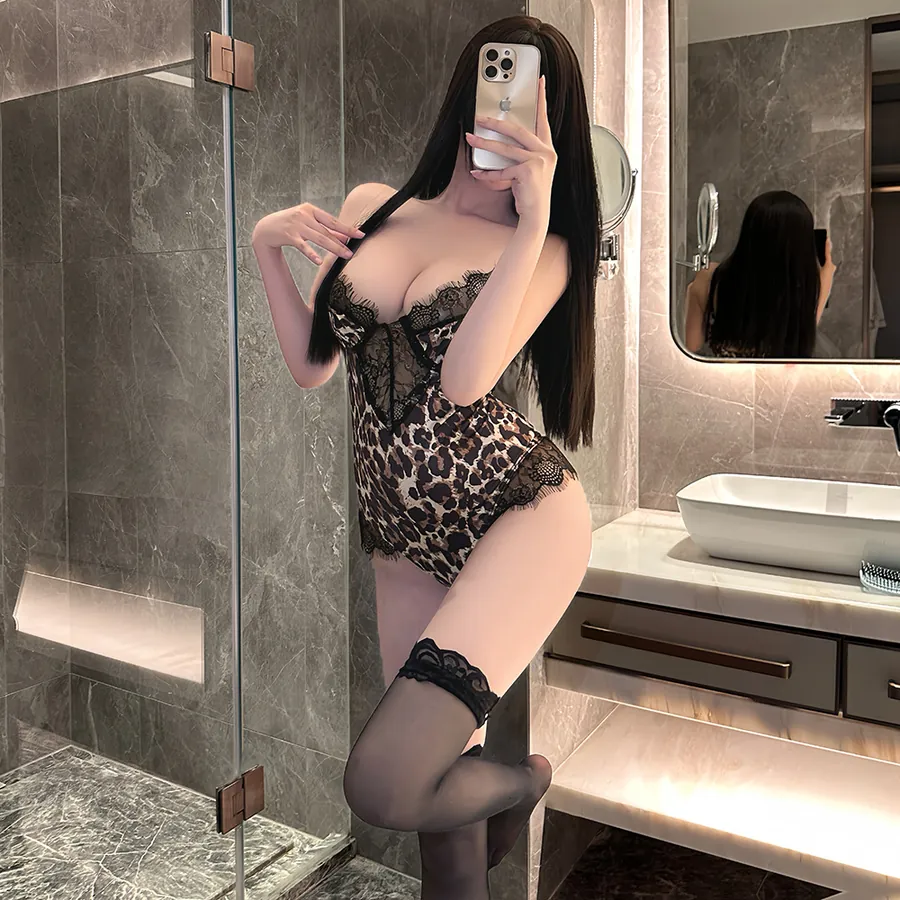 Leopard Lace Bodysuit Set
