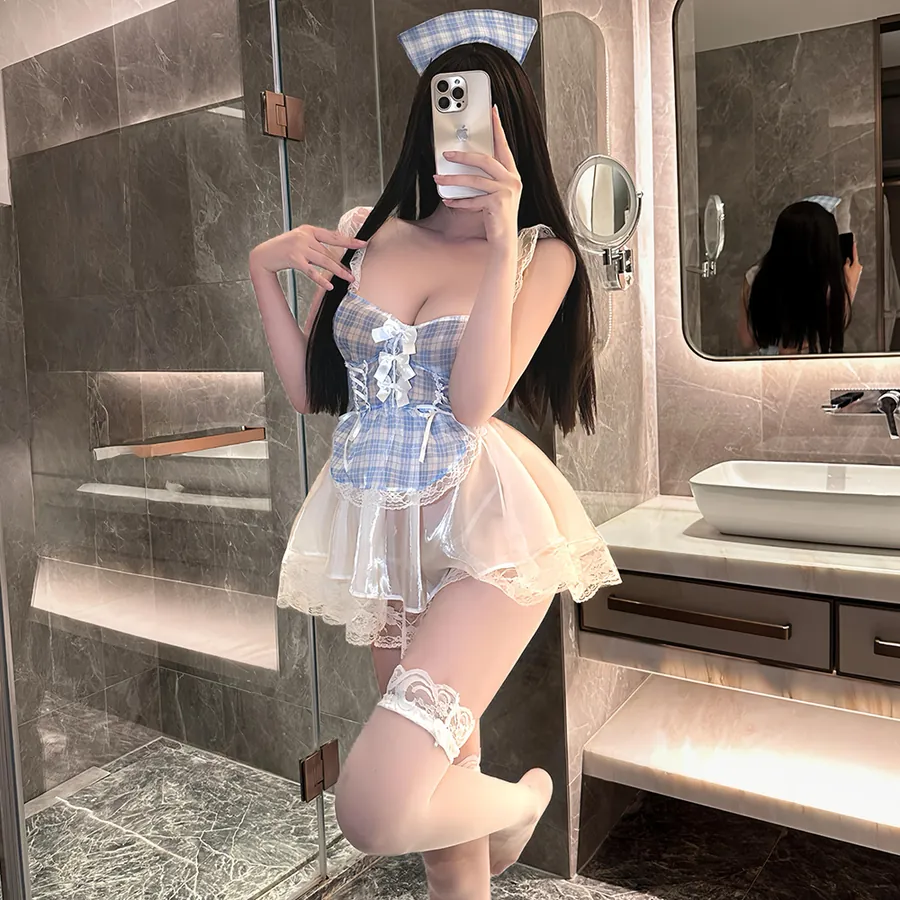 Sheer Maid Roleplay Costume with Stockings