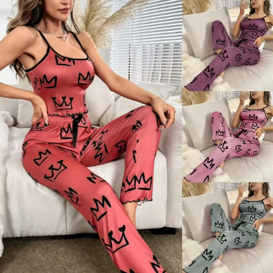 Printed Cami and Pants Loungewear Set