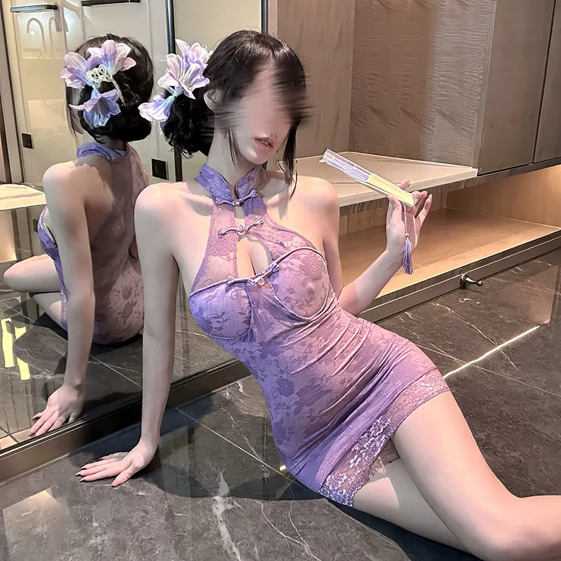 Halter Lace Qipao Bodycon Dress