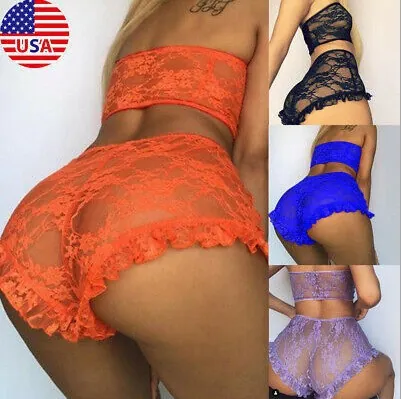 Sheer Lace Two-Piece Lingerie Set Plus Size
