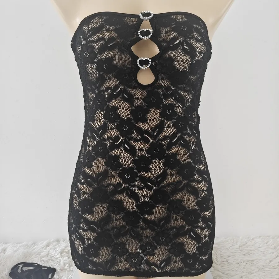 Lace Mesh Mini Skirt Set