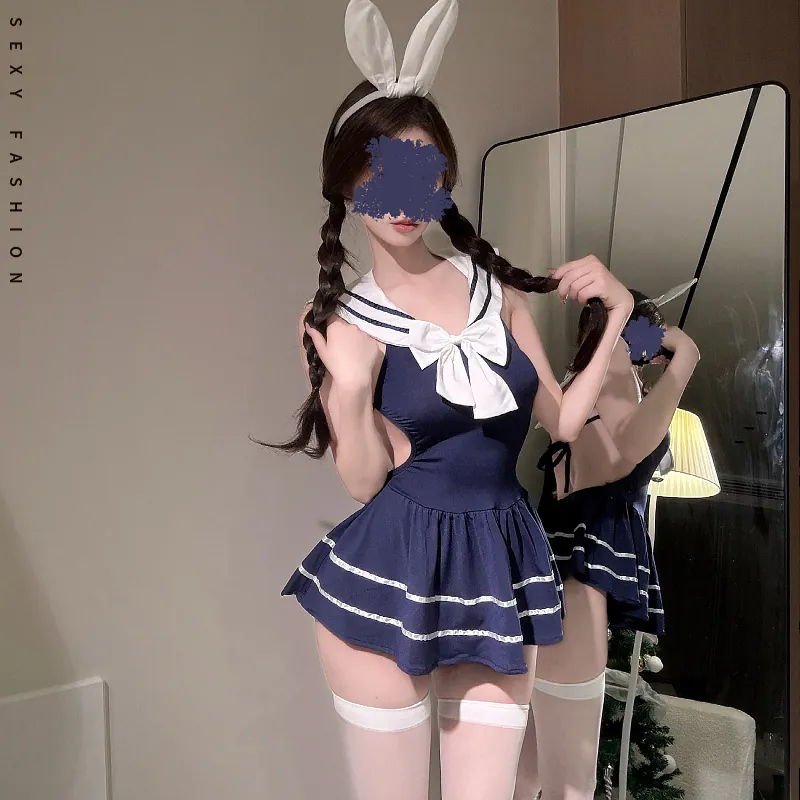 Schoolgirl Roleplay Costume with Bare Back
