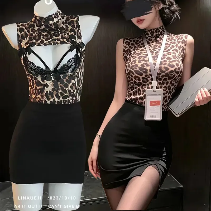 Secretary Uniform Bodycon Mini Skirt Set