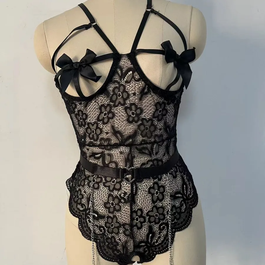 Lace Bow Cami Bodysuit