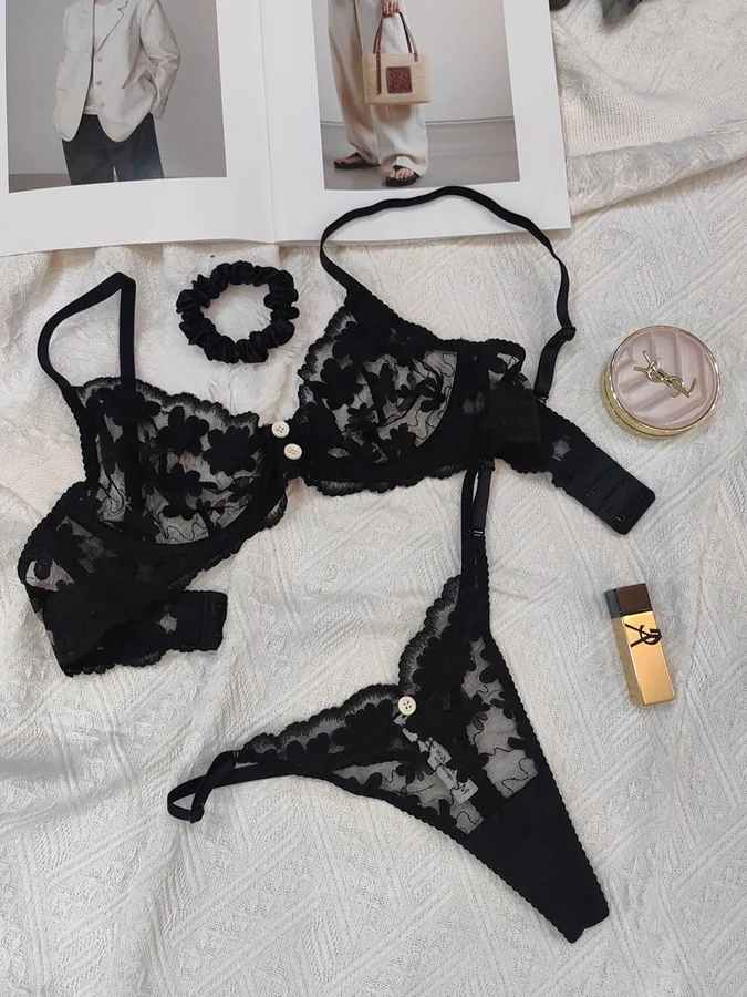 Set reggiseno riducente francese ultra sottile in pizzo