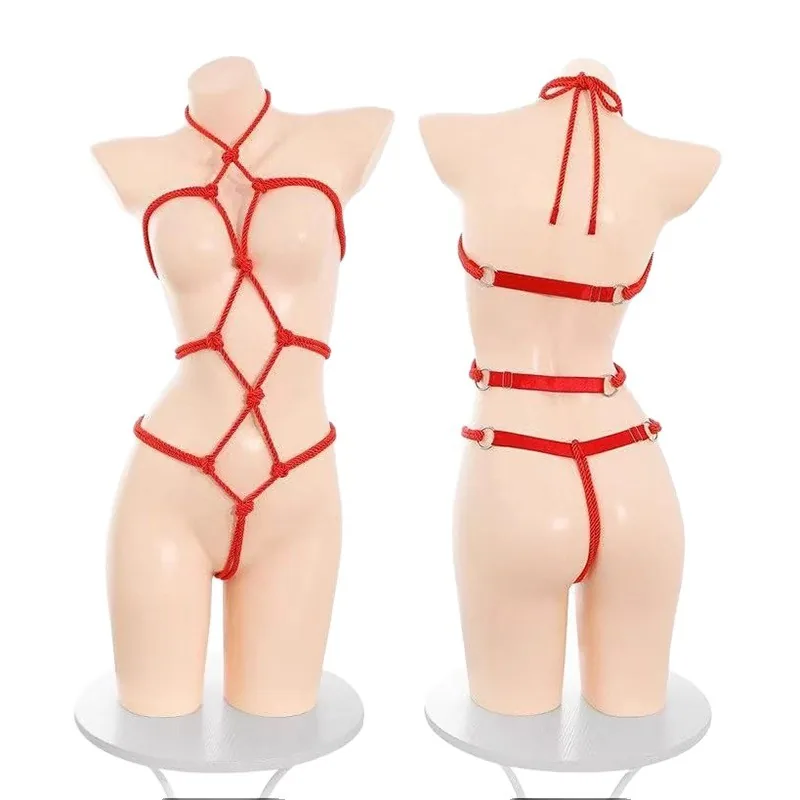 Body trasparente a maniche lunghe con spalline rosse