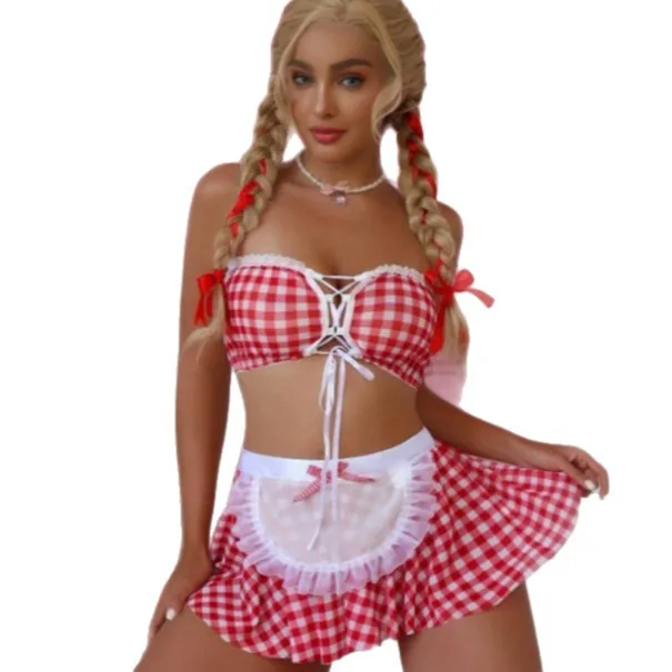 Underklänningsset med rutig bandeau och minikjol