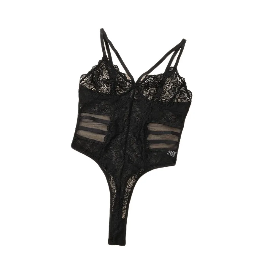 Spitzen-Mesh-Bodysuit mit offenem Rücken