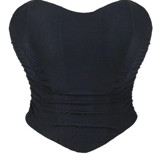 Vestido midi corsé plisado