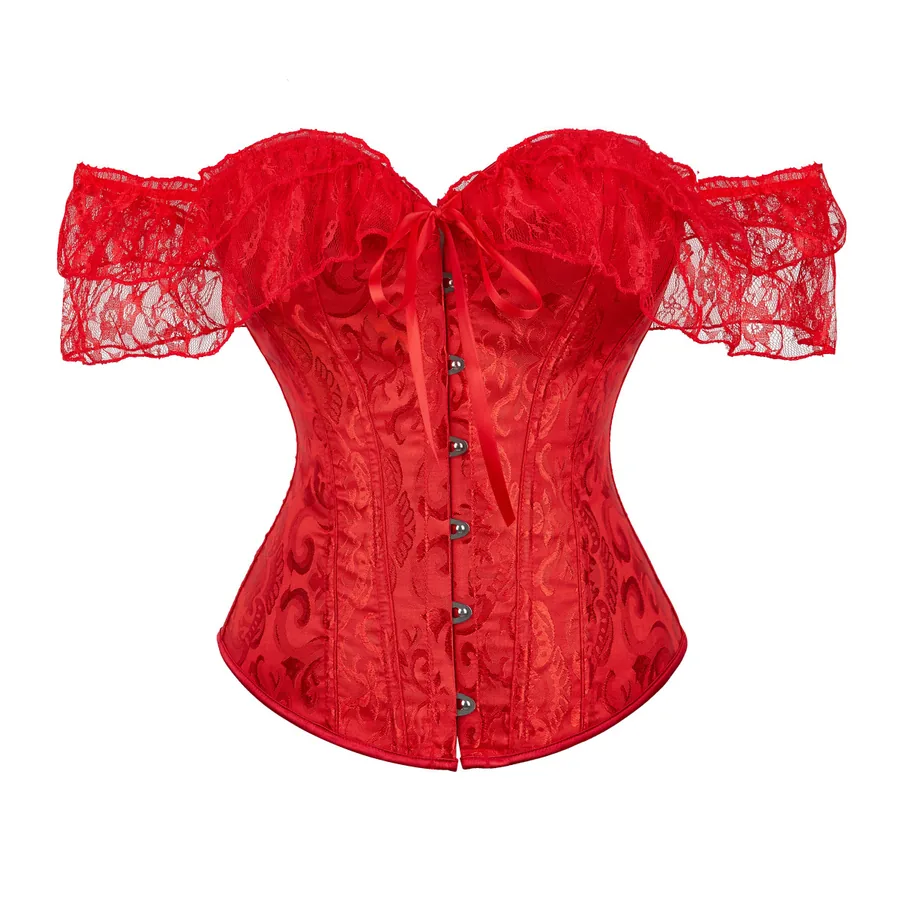 Bustier corsé con mangas de encaje