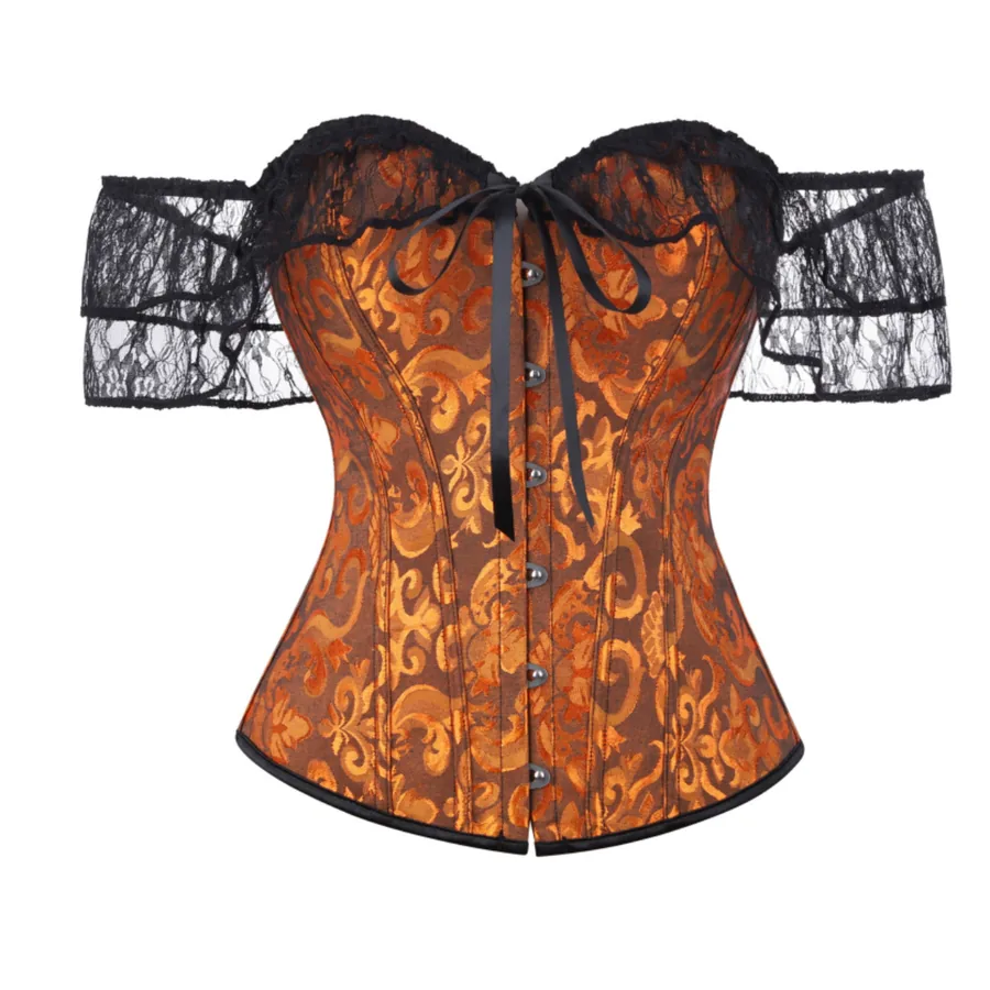 Bustier corsé con mangas de encaje