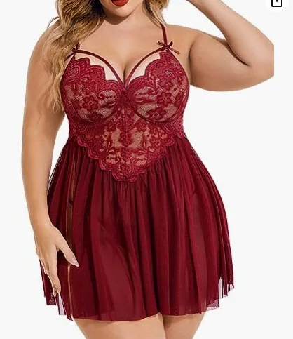 Camicia da notte con spalline in pizzo e inserti in mesh con spacco