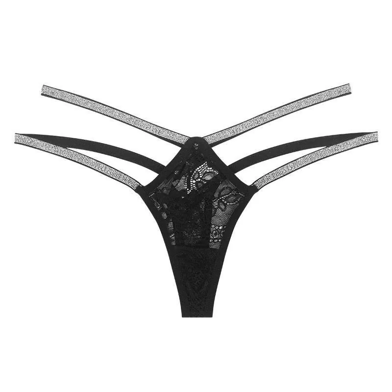 Cueca de cintura baixa com alças em renda transparente