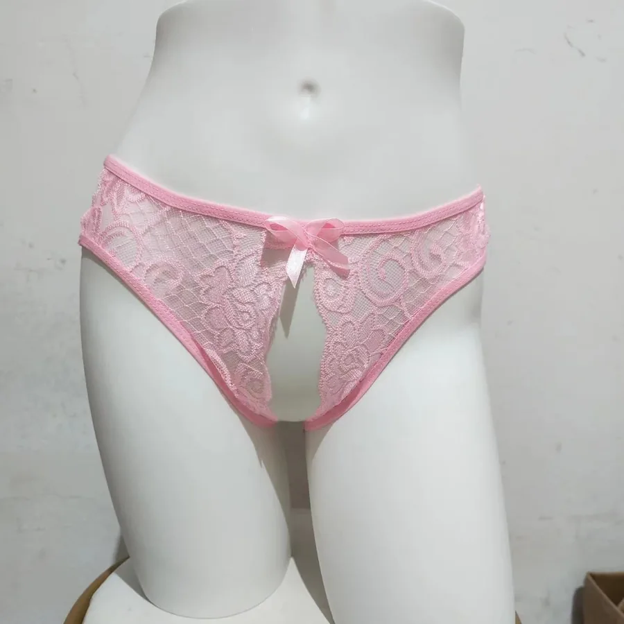 Tiefer sitzender Spitzen-Tanga mit Schleife und Cutouts