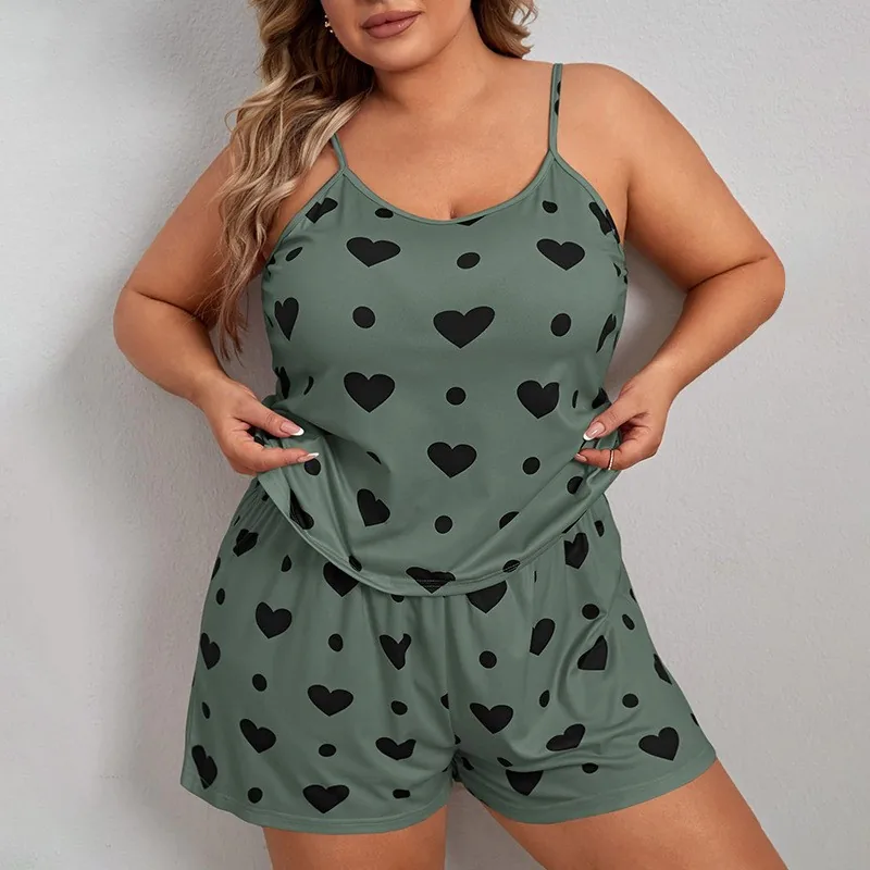 Conjunto de ropa de estar por casa de tirantes y shorts de talla grande