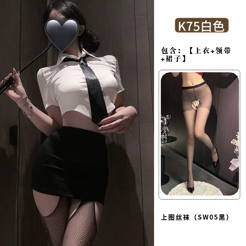 Costume da gioco di ruolo segretaria in tessuto trasparente