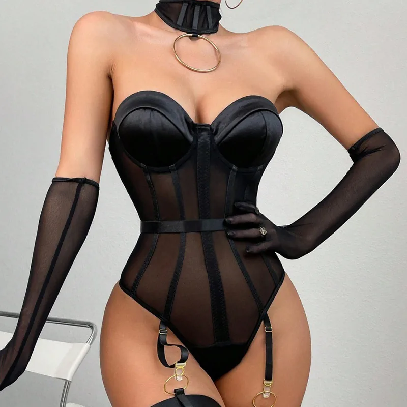 Conjunto bustier com gargantilha e ligas