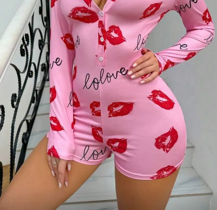 Geprinte loungewear pyjama set