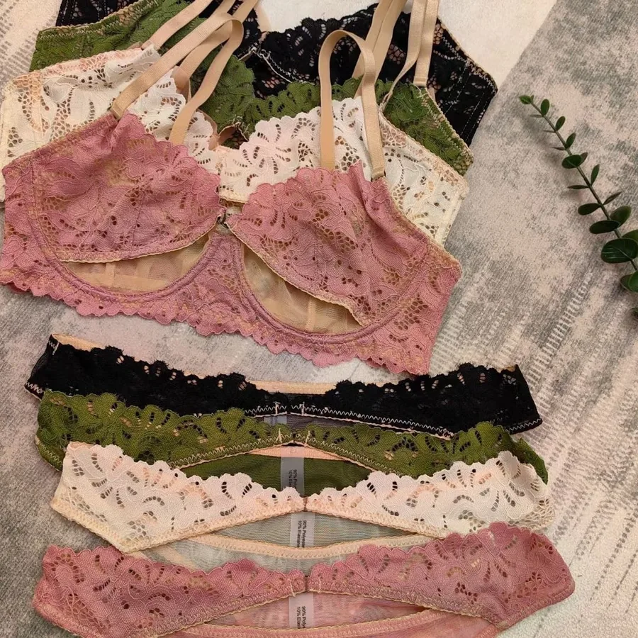 Set reggiseno in pizzo ricamato francese