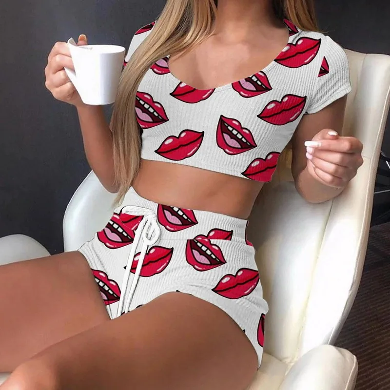 Conjunto de ropa de estar por casa de punto impreso