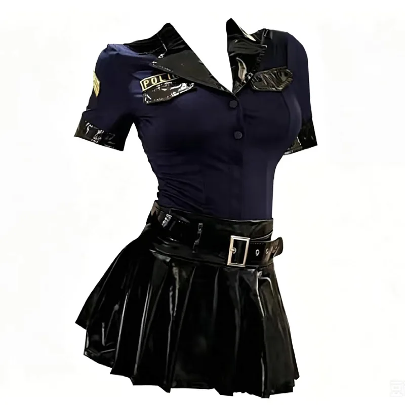 Conjunto de top cintado elástico e minissaia brilhante