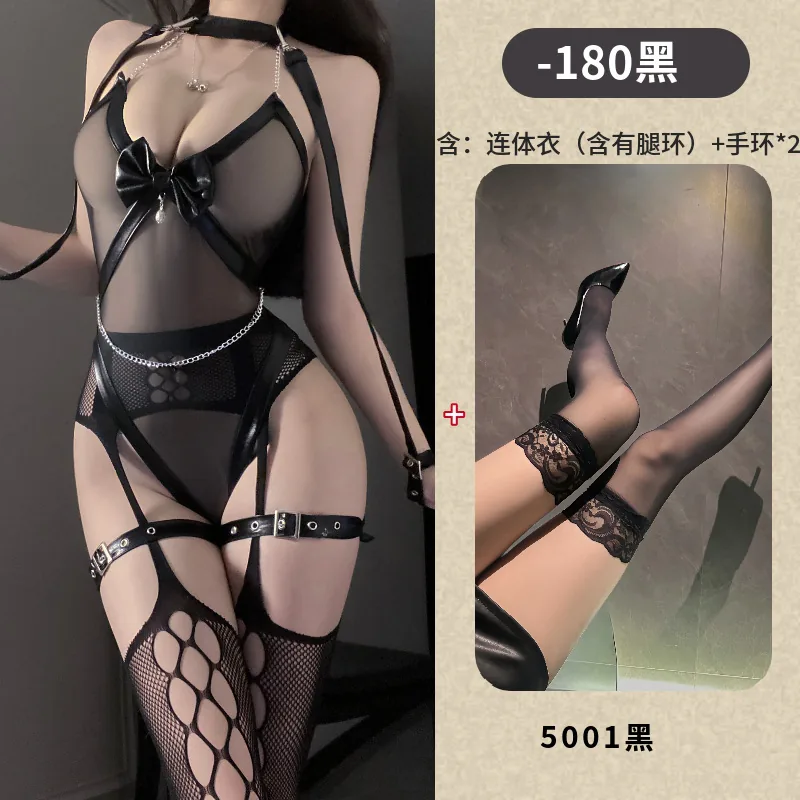 Bodysuit Transparente com Tiras de Couro Envernizado