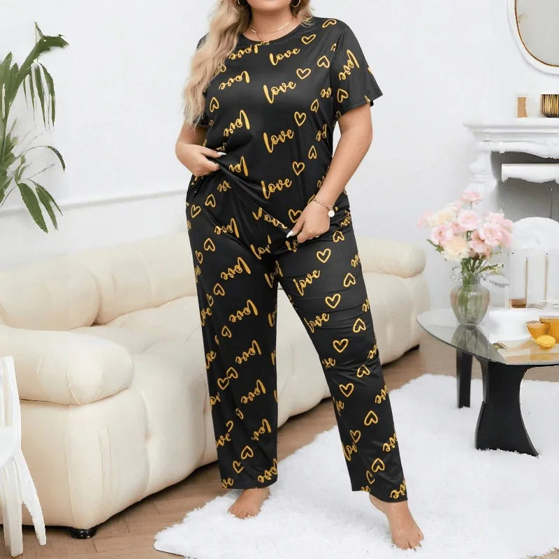Pigiama plus-size con stampa cuori