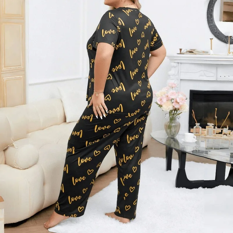 Pigiama plus-size con stampa cuori