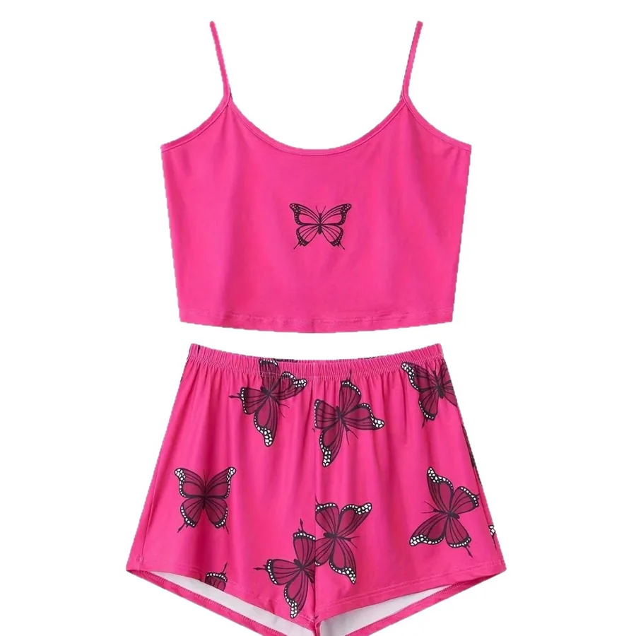 Slaapset met vlinder-cami en short