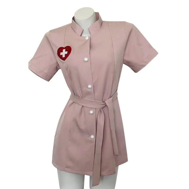 Conjunto de disfraz de rol de enfermera con vestido de escote profundo