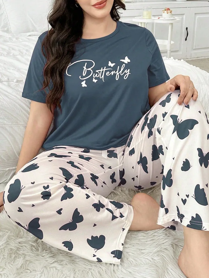 Pyjama-set met hartprint in plus size