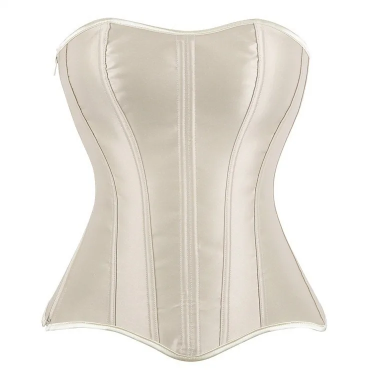 Satijnen strapless corsettop met baleinen