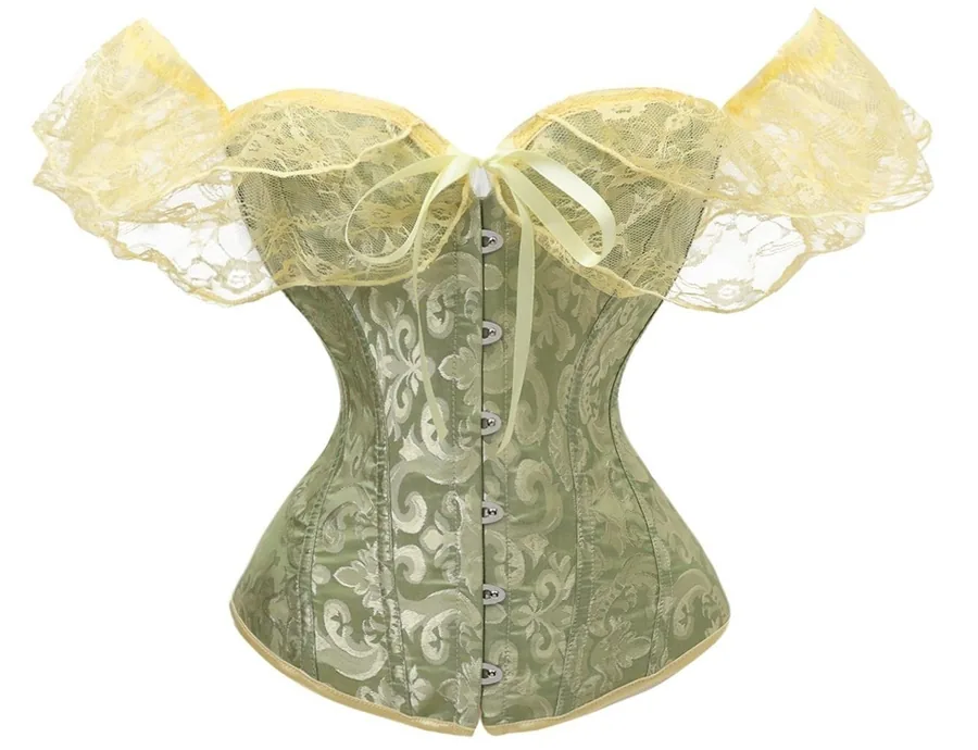 Top Corset de Renda com Ombros de Fora
