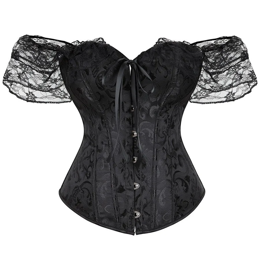 Espartilho bustier de renda com barbatanas