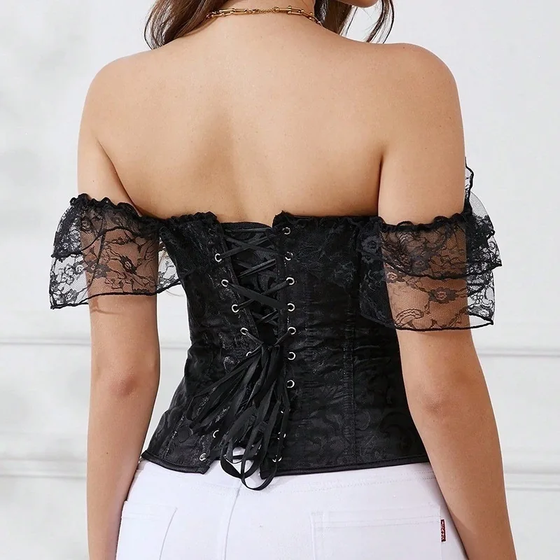 Bustier corset en dentelle à épaules dénudées
