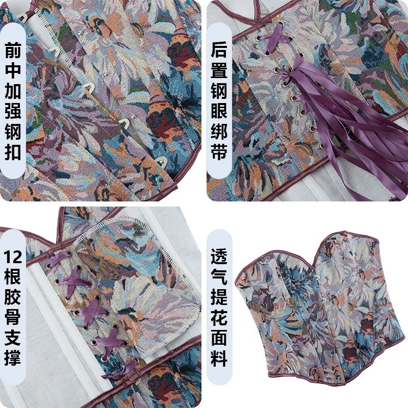 Corsé sin tirantes de jacquard floral