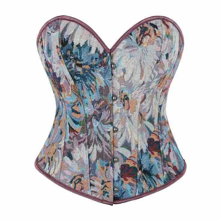 Corsé sin tirantes de jacquard floral