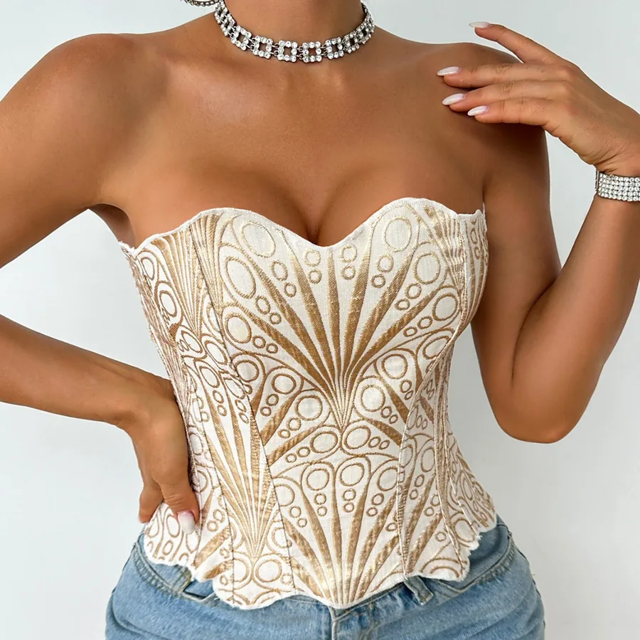 Corsetto senza spalline con stampa bohemienne