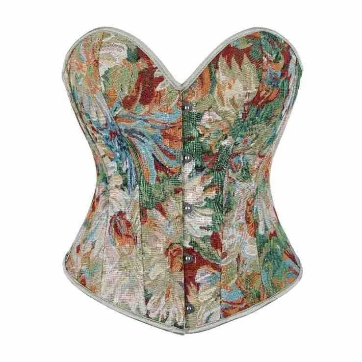 Korsett-Top mit Vintage-Ölgemälde-Motiv