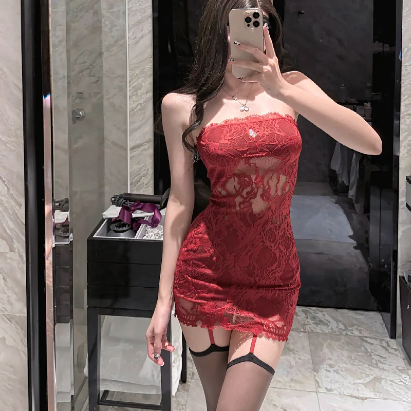 Spitzen-Cutout-Bodycon-Rollenspiel-Kleid