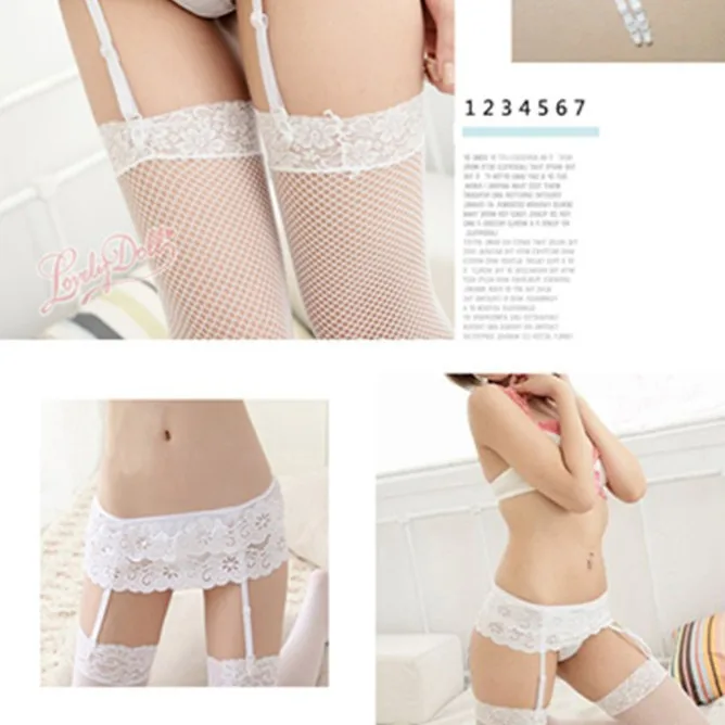 Porte-jarretelles double couche avec bas transparents