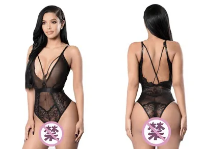 Spitzen-Mesh-Halterneck-Bodysuit in Übergröße