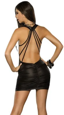 Lakleren rugloze minirok