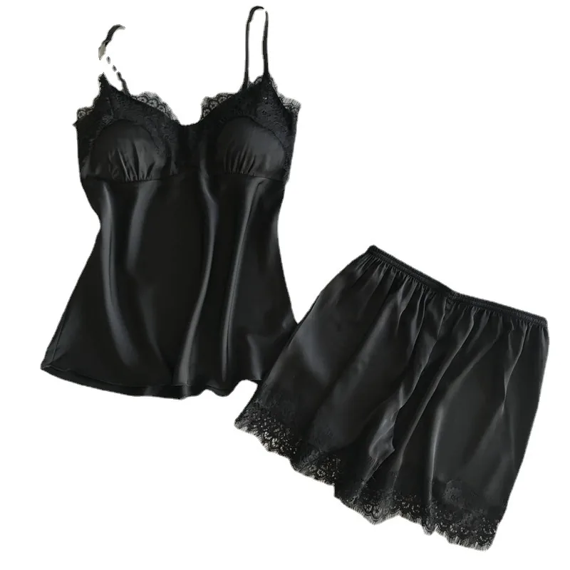 Zwart cami slipjurk set